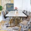 set meja makan rectangle marmer carrara