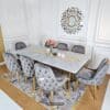 set meja makan rectangle marmer carrara