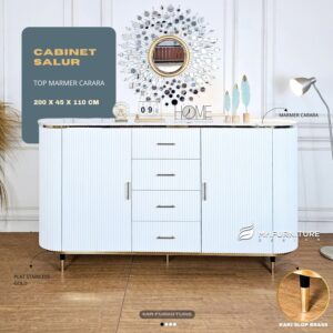 cabinet salur duco putih marmer putih carrara 200 cm