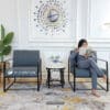 set kursi sofa dan coffee table marmer krem