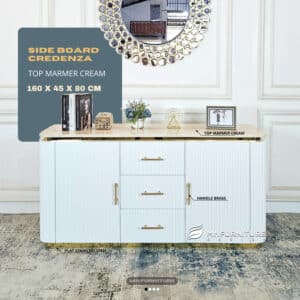 side board cradenza salur lis stainless gold top marmer krem