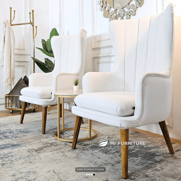 set kursi sofa single & meja kecil marmer krem
