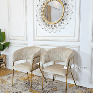 Kursi Ruang Makan Stainless Gold Minimalis Modern, 60x55x85 Cm Dining Chair Terbaru Warna Netral