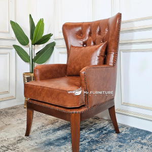 kursi sofa arm bernard solid wood natural 78 x 80 x 104 cm, sofa santai kancing klasik model arm