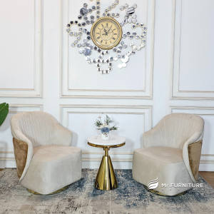 meja marmer sudut sofa arm putar set untuk teras, set meja tamu elegan stainless gold marmer putih sofa putar