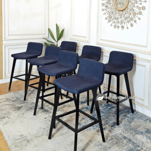 kursi bar solid wood modern finishing hitam 43 x 45 x 98 cm, bar chair minimalis denim industrial