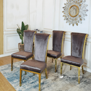 kursi cleopatra ruang makan elegan stainless gold, cleopatra dining chair modern 50 x 68 x 115 cm