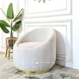 kursi sofa bulat single plat stainless minimalis, sofa modern solid wood 77 x 80 x 75 cm