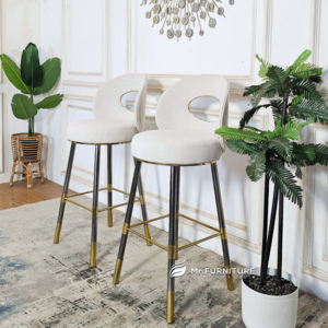 kursi bar minimalis elegan stainless gold mix silver, bar chair tinggi modern estetik 48 x 48 x 80 x 103 cm