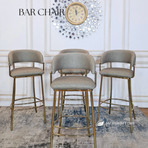 kursi bar aesthetic minimalis stainless gold, kursi bar tinggi custom modern 115 cm
