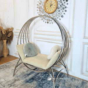 kursi ring stainless minimalis aesthetic, kursi nyaman model ring 125 x 77 x 150 cm modern