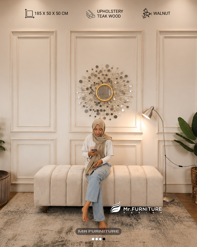 Strips Bench Minimalis Solid Wood Natural Aesthetic
