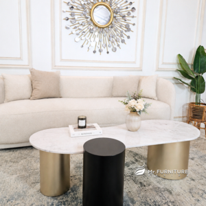 coffe table unik modern stainless hairlane 160 cm, meja tamu kontemporer minimalis top marmer putih